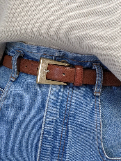 Vintage Cognac Pebbled Leather Belt