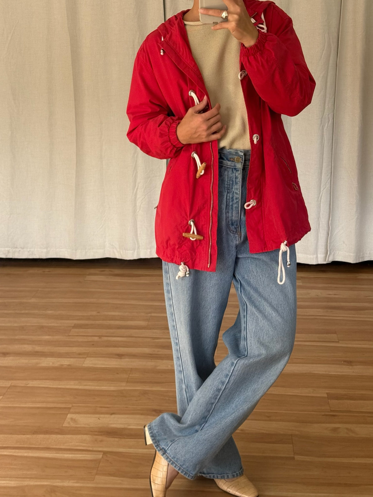 Vintage Tomato Red Toggle Jacket