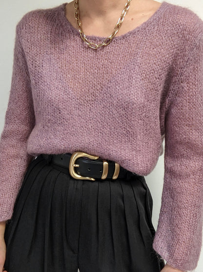 Beautiful Vintage Lilac Loose-Knit Mohair Sweater