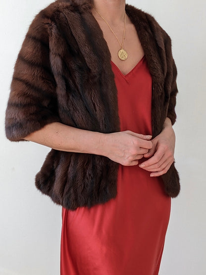 Luxury Vintage Espresso Fur Shawl
