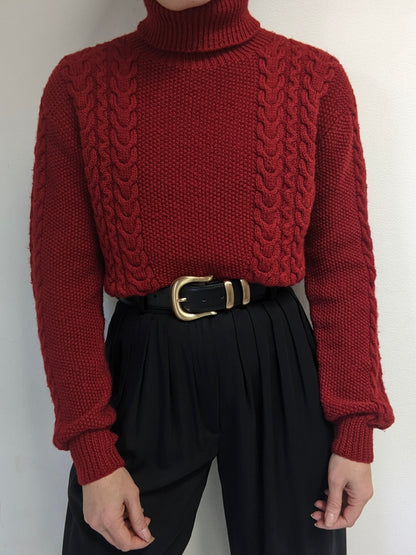 Vintage Cranberry Wool Turtleneck