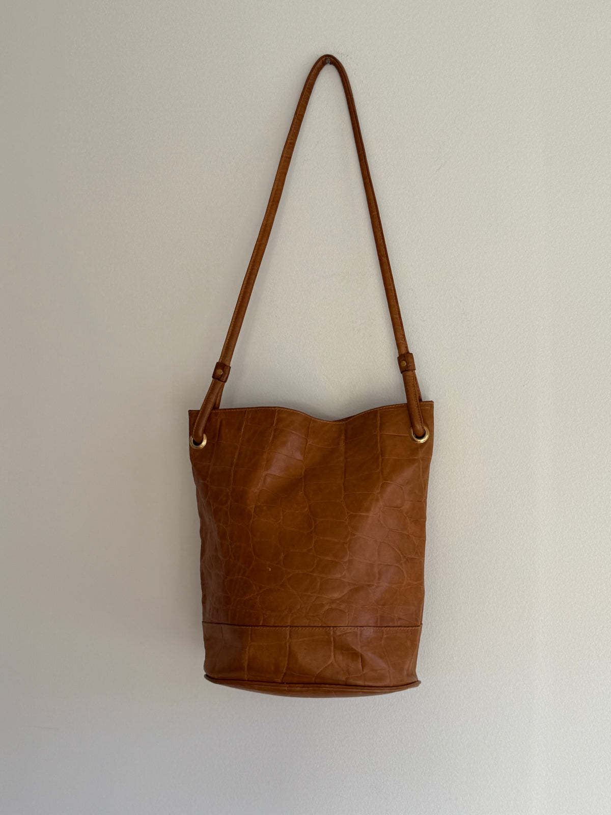 Incredible Vintage Charles Klein Croc-Embossed Leather Tote Bag