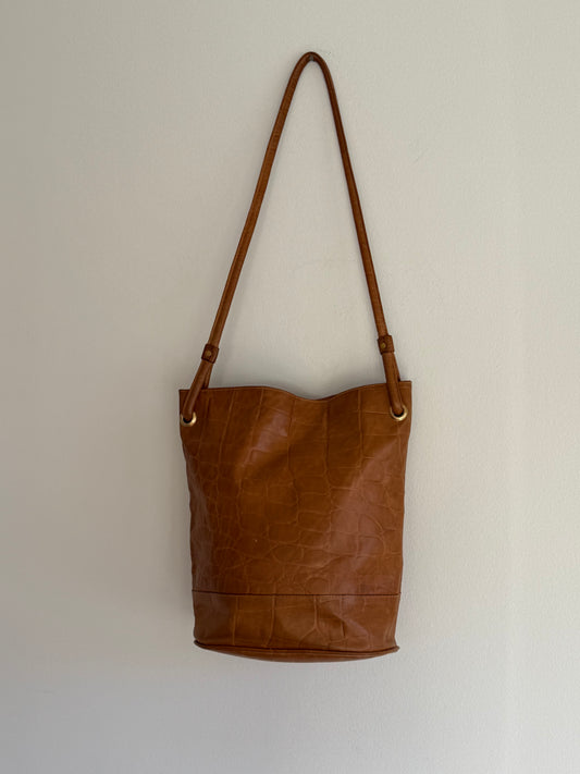 Incredible Vintage Charles Klein Croc-Embossed Leather Tote Bag