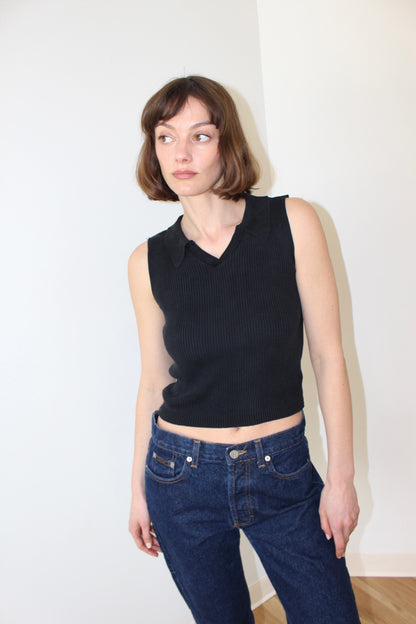 90s Faded Black Sleeveless Silk Top