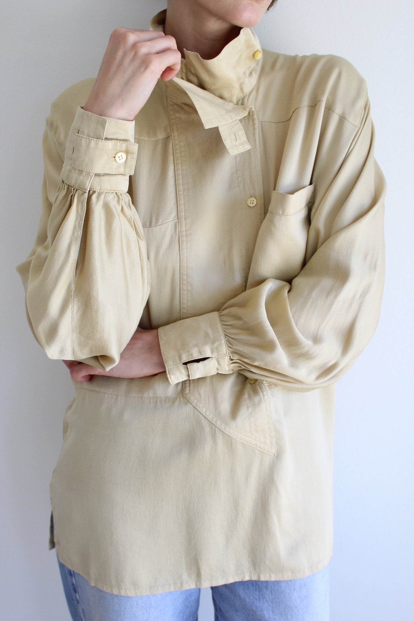 Beautiful 80s Escada Champagne Silk Blouse