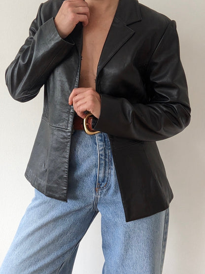 Rare Vintage Caviar Leather Hook-Eye Jacket