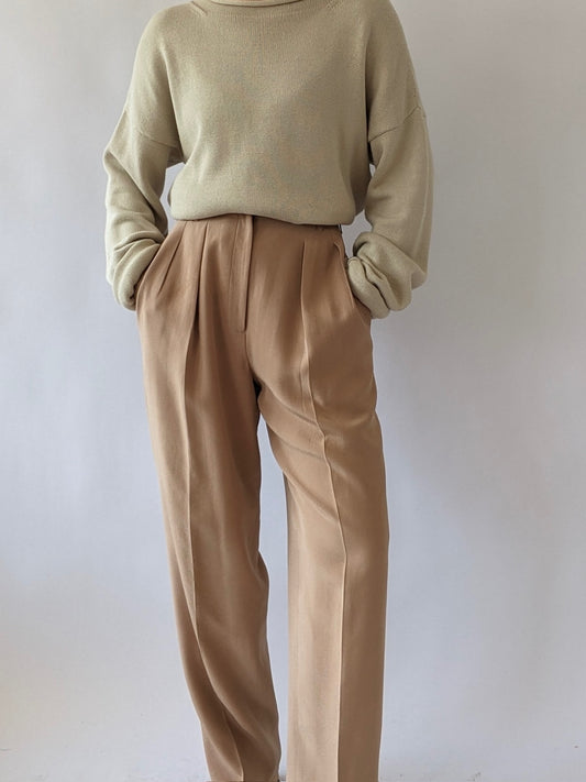 Stunning Vintage Butterscotch Silk Trousers