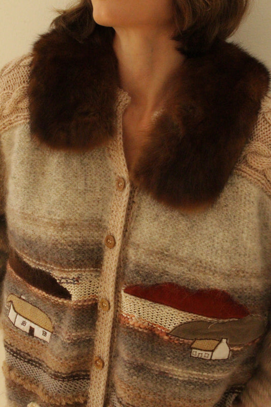Vintage Caramel Fur Collar