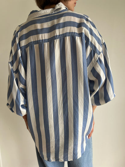 Vintage Sky Striped Silk Button Down
