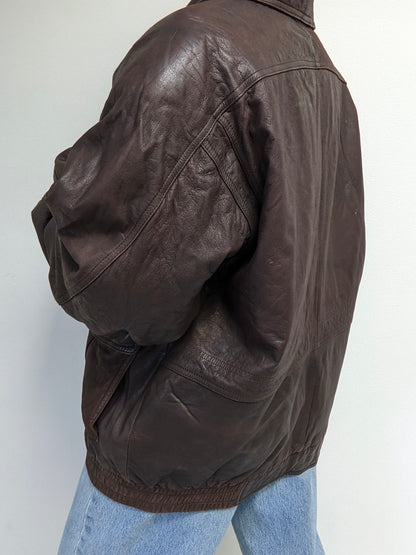 Incredible Vintage Dark Walnut Leather Bomber