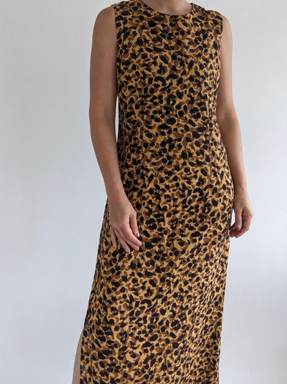 Vintage Bold Print Linen Market Dress