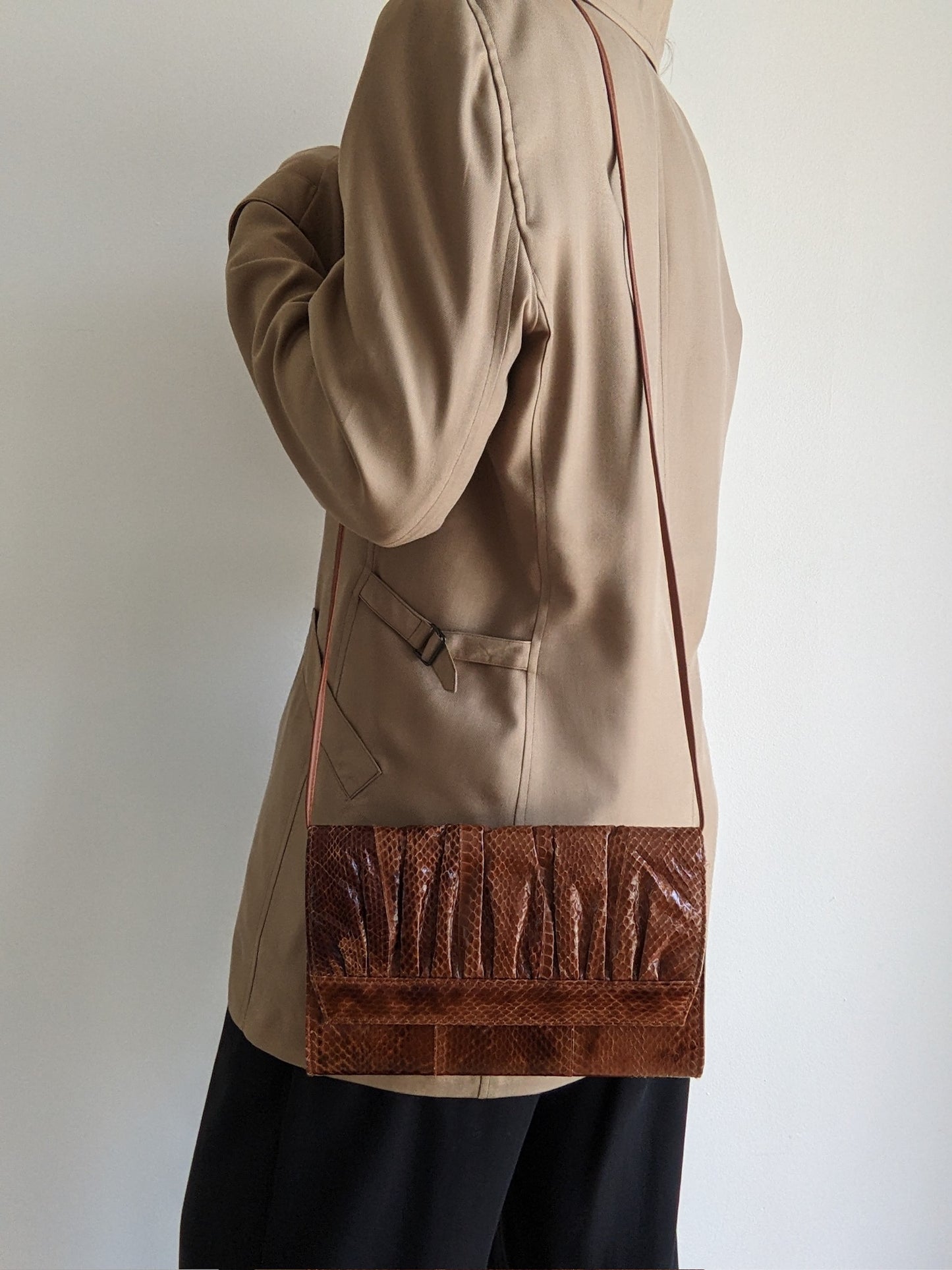 Vintage Whiskey Snakeskin Convertible Clutch