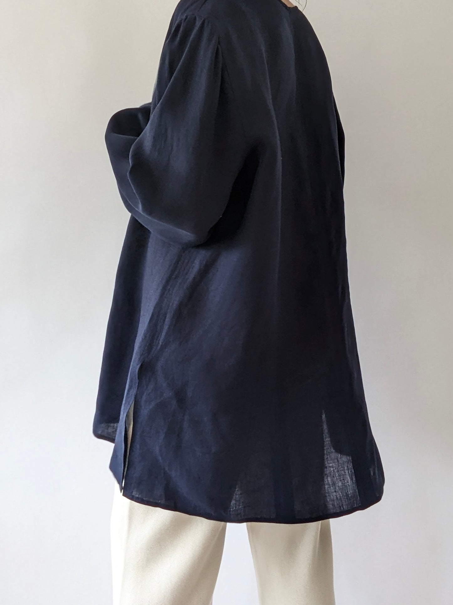 Vintage Midnight Linen Rouleau Jacket