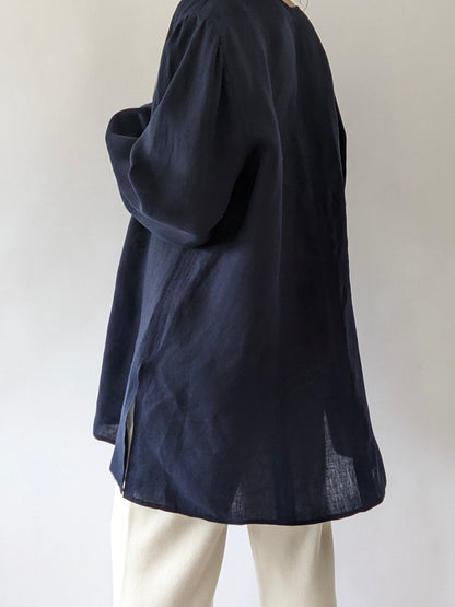 Vintage Midnight Linen Rouleau Jacket