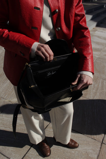 Rare Vintage Titti Dell'Acqua Genuine Ostrich Messenger Bag