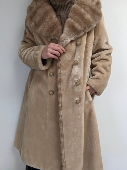 Luxury Vintage Latte Faux Fur Coat