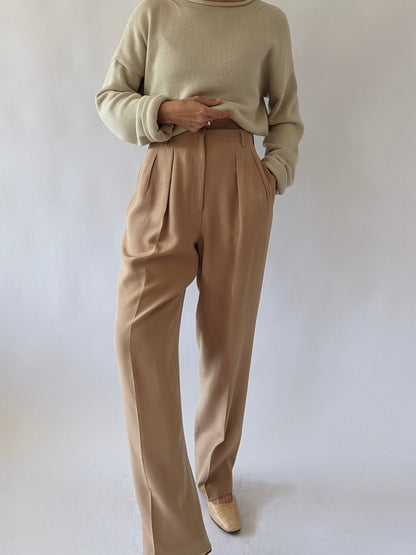 Stunning Vintage Butterscotch Silk Trousers