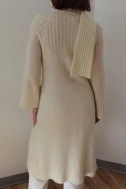 Lovely Vintage Cream Mohair Scarf Coat