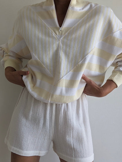 Vintage Butter Striped Henley Sweatshirt