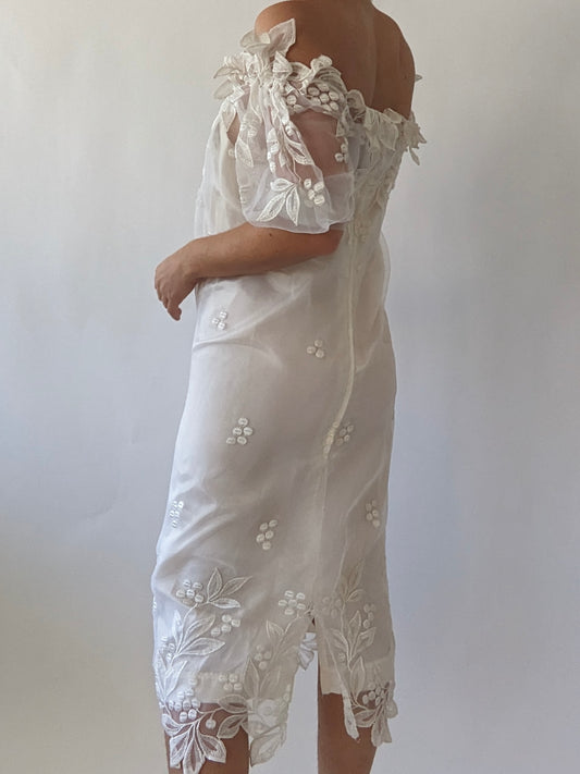 Incredible Vintage Embroidered Organza Dress