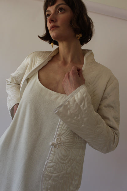 Stunning Vintage Pearl Quilted Silk Jacket