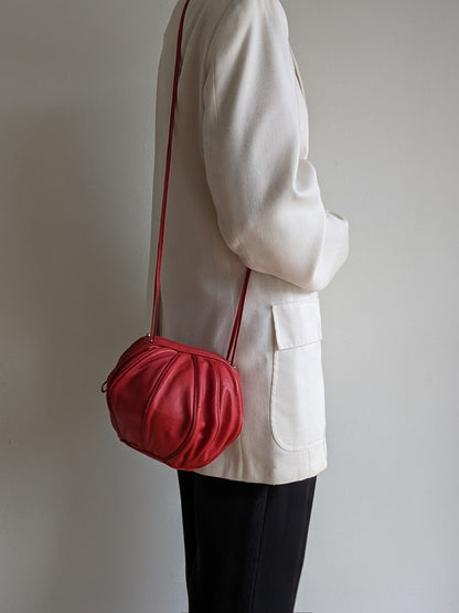 Rare Vintage Red Leather Spherical Purse