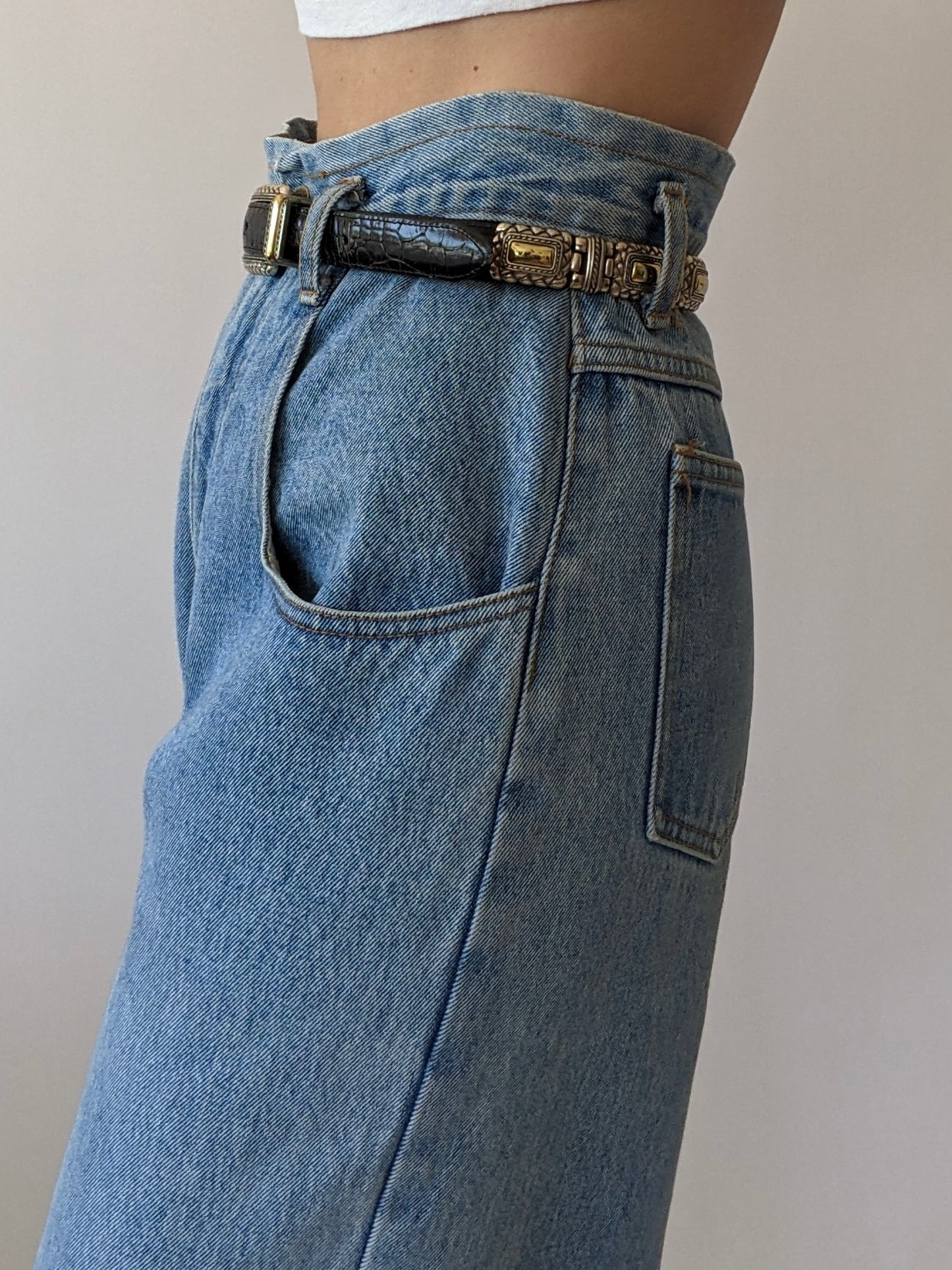 Vintage Embossed Leather & Segmented Chain Belt