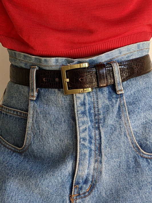 Vintage DKNY Espresso Embossed Leather Belt