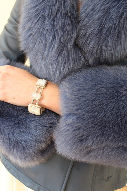 Amazing Vintage 925 Silver & Blue Lace Agate Bracelet