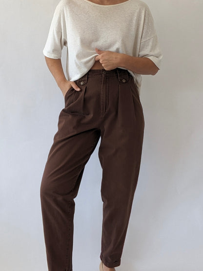 Vintage Palmetto's Cocoa Pleated Trousers