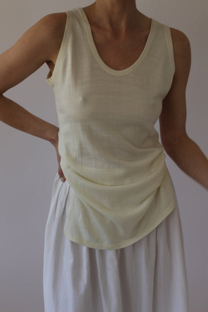 Vintage Cream Thin Wool Knit Tank