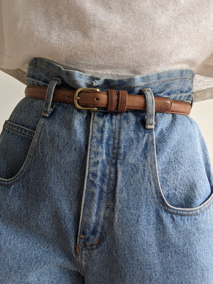 90s Coach Mocha Leather & Brass Belt