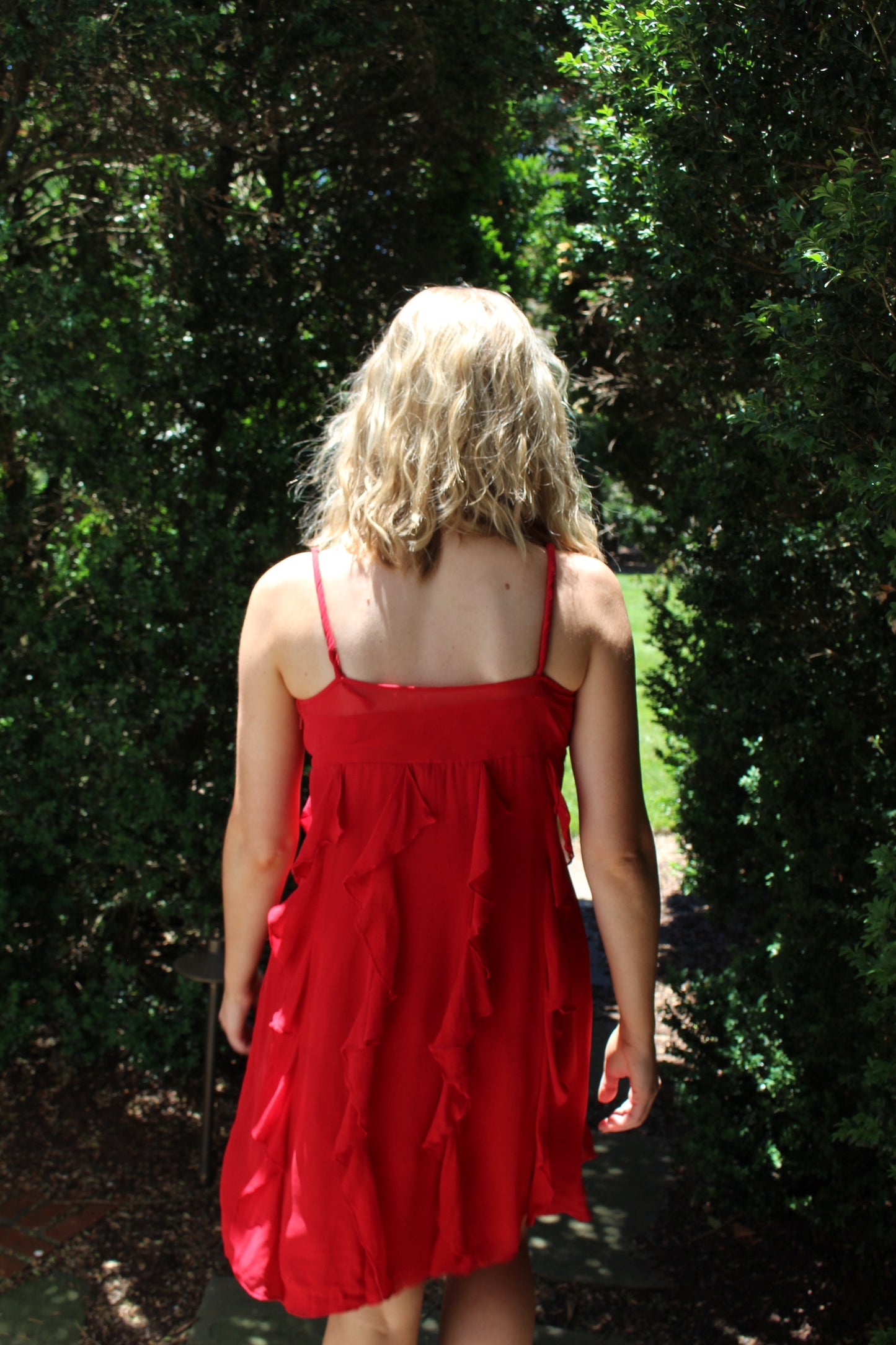 Vintage Chili Ruffled Silk Dress
