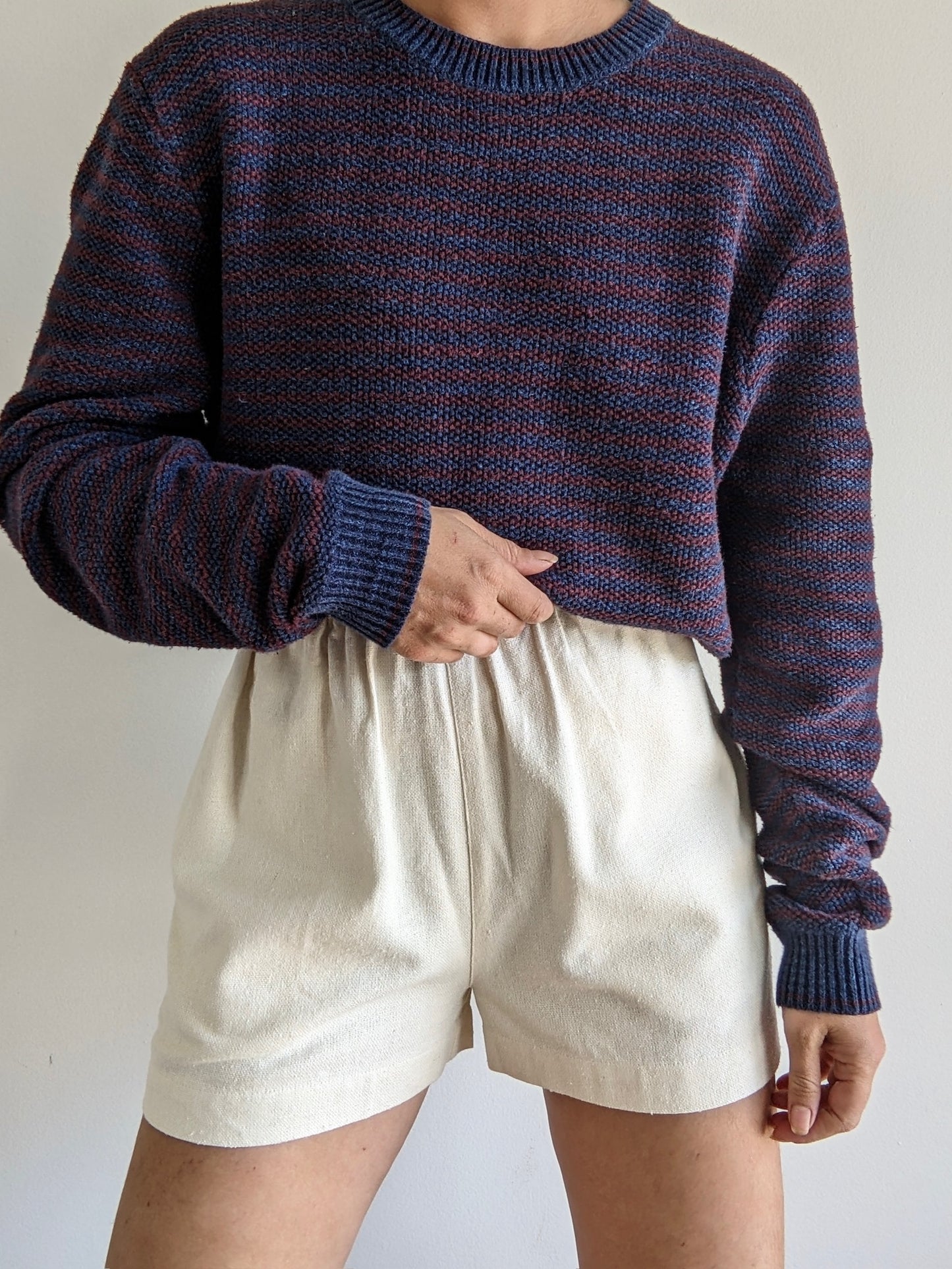 Vintage Striped Seed Stitch Sweater