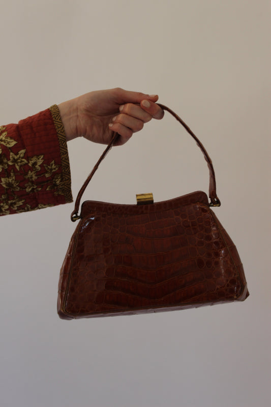 Beautiful Vintage Alligator Leather Hand Purse