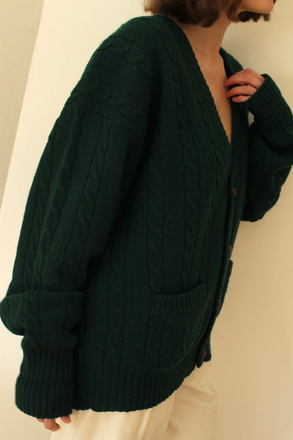 Vintage Evergreen Wool Cardigan