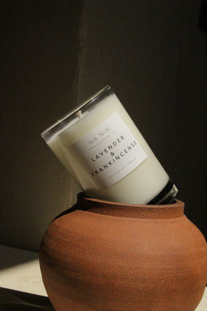 Lavender & Frankincense Essential Oil Soy Candle / Available in 5oz & 8oz