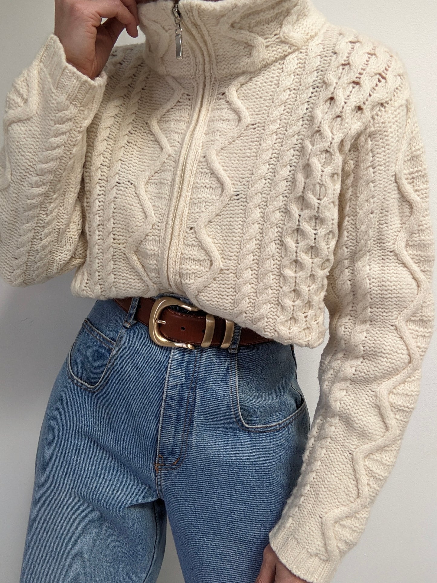 Vintage Irish Wool Zip Sweater