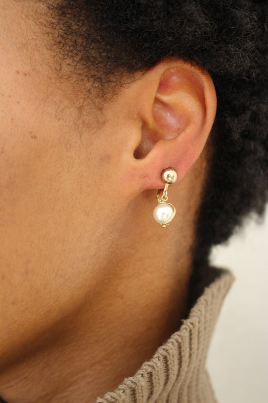 Delicate Vintage Faux Pearl Drop Earrings