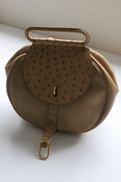 Incredible Delvaux Ostrich-Accent Leather Purse