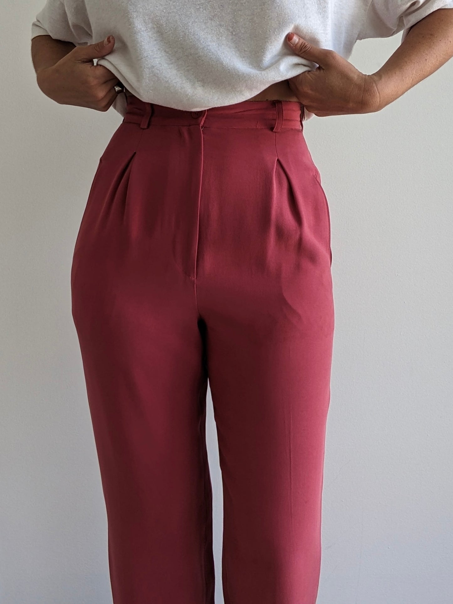 Vintage Calvin Klein Strawberry Silk Trousers