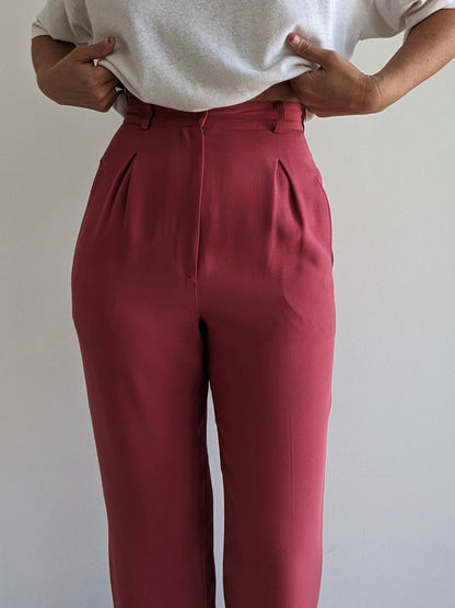 Vintage Calvin Klein Strawberry Silk Trousers