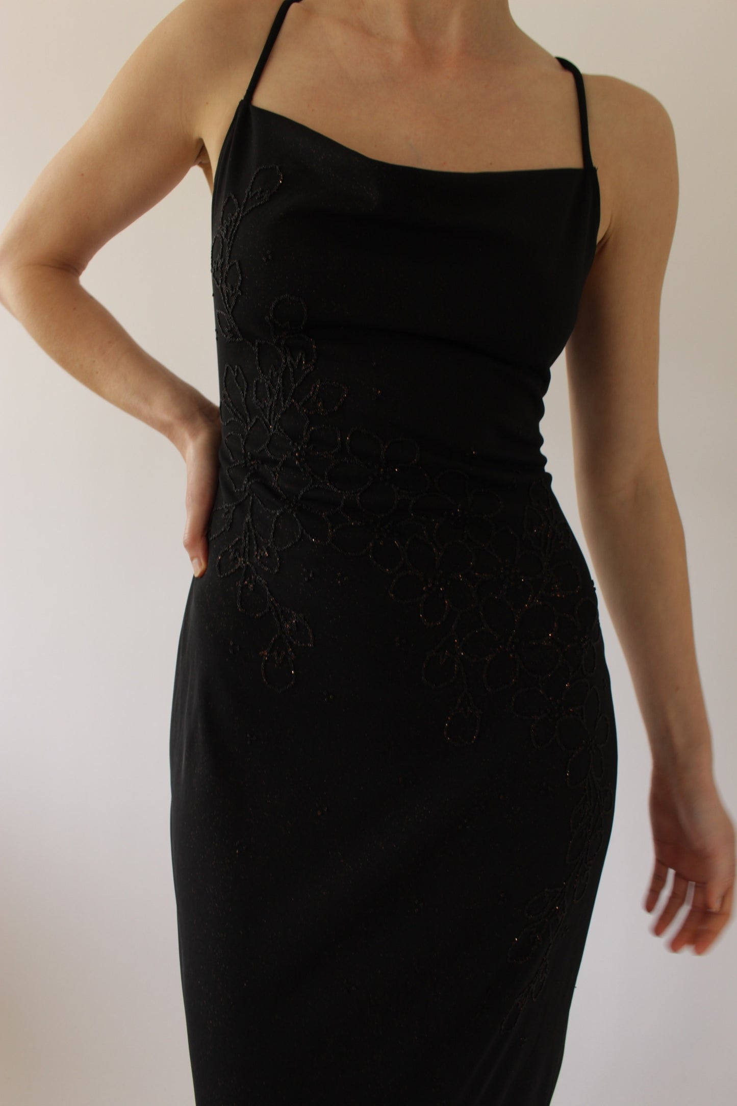 Vintage Beaded Floral Evening Dress
