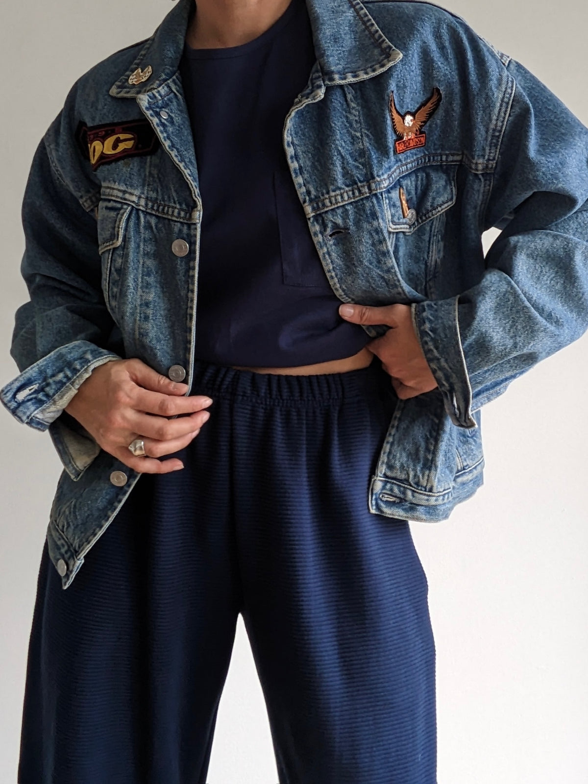 Vintage Harley Davidson Patched Denim Jacket