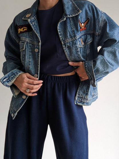 Vintage Harley Davidson Patched Denim Jacket