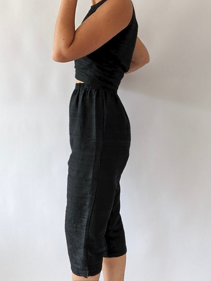 Rare Vintage Caviar Woven Silk Capri & Top Set
