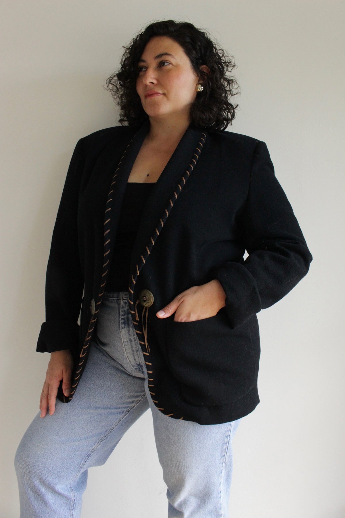 Vintage Western Stitched Wool Blazer