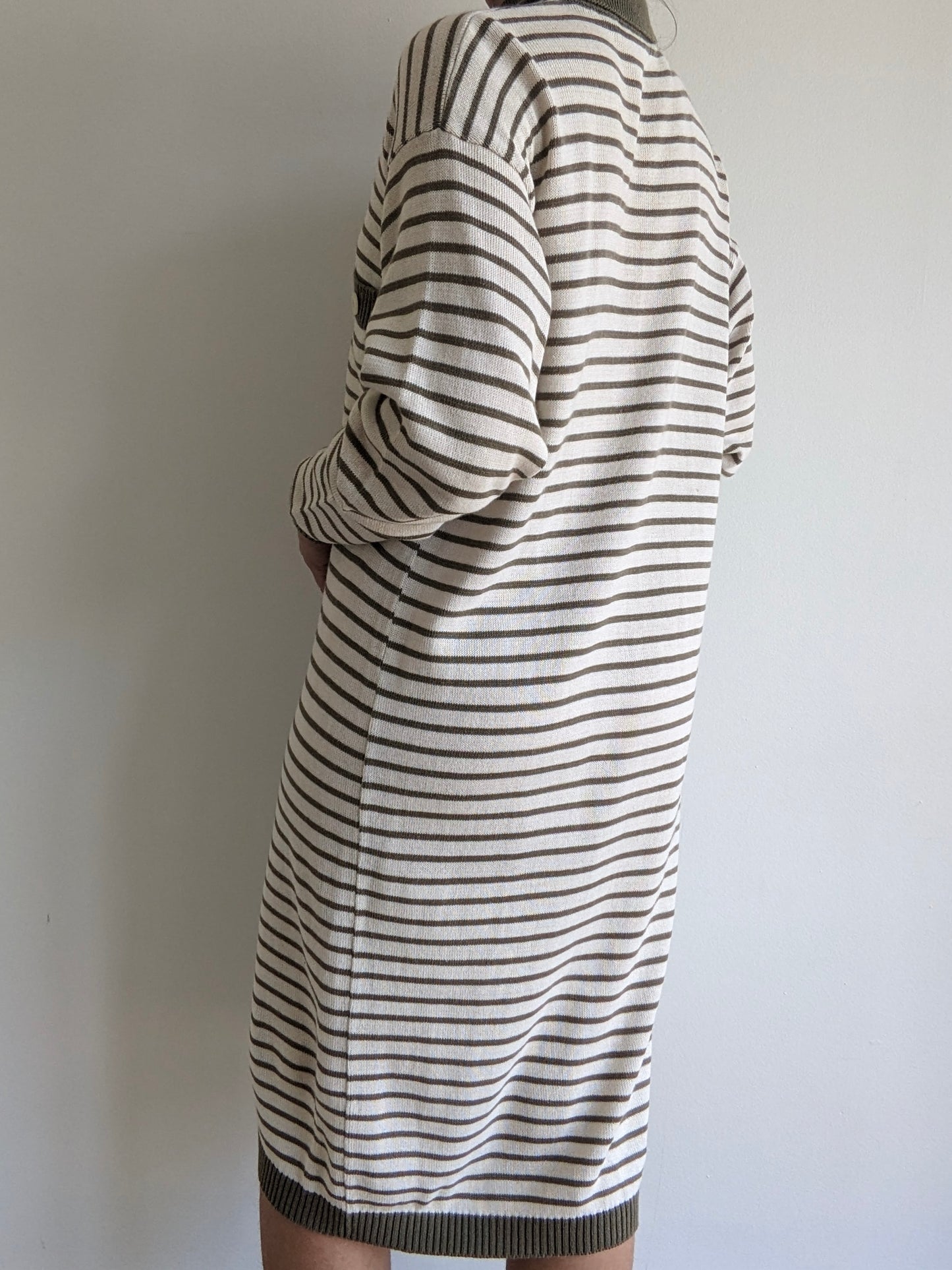 Vintage Olive Striped Knit Dress