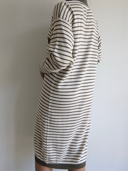 Vintage Olive Striped Knit Dress