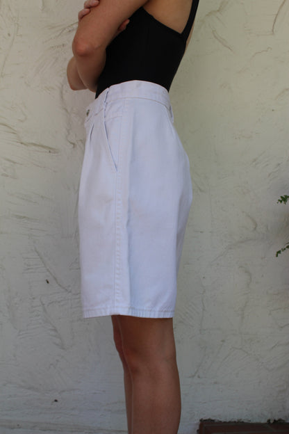 Vintage Pearl Pleated Denim Shorts